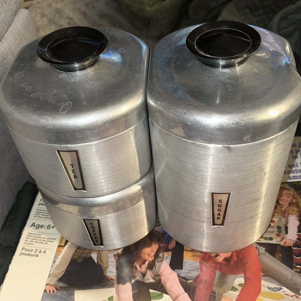 Stainless Steel Canister Set with Black Lids